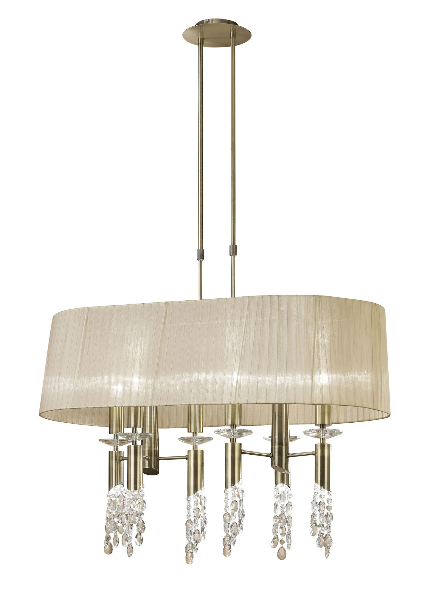 Tiffany AB Crystal Pendant 6+6 Light Antique Brass M3873  Mantra Tiffany Antique Brass-Soft Bronze